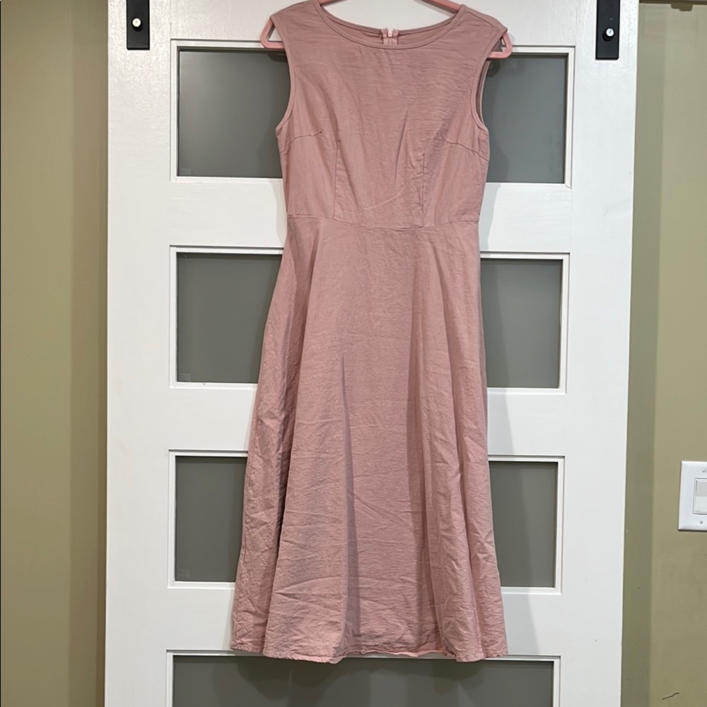 Classic 100% cotton Sleeveless blush Pink A-Line Dress modest feminine